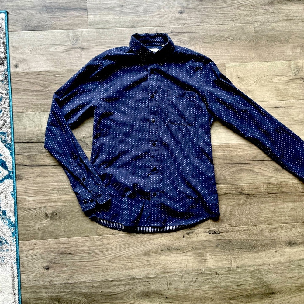 blue speckled collared shirt medium Only sons